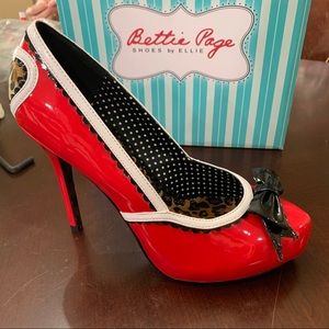 NWT Bettie Page Vintage Retro Red Patent Pumps